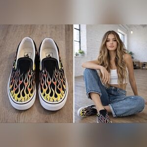 Vans Flame Slip On Shoes, Women 7.5, Men 6, Skate Classic